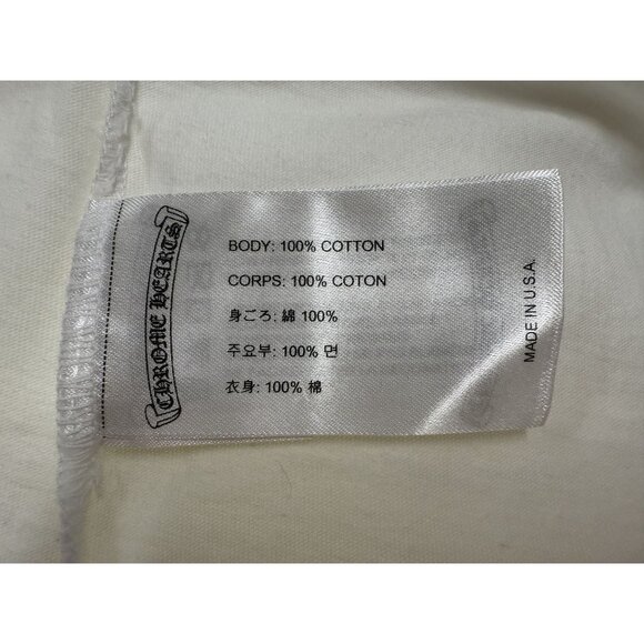 Chrome Hearts White T-Shirt With Pocket Logo & Gradient Back Print 100% Cotton U - Picture 4 of 15